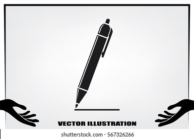 pen icon vector EPS 10, abstract sign to draw a line flat design, emphasize illustration modern isolated badge
