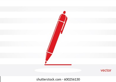 pen icon vector EPS 10, abstract sign to draw a line flat design, emphasize illustration modern isolated badge
