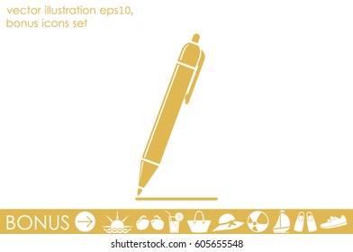 pen icon vector EPS 10, abstract sign to draw a line flat design, emphasize illustration modern isolated badge