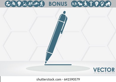 pen icon vector EPS 10, abstract sign to draw a line flat design, emphasize illustration modern isolated badge