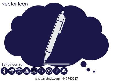 pen icon vector EPS 10, abstract sign to draw a line flat design, emphasize illustration modern isolated badge