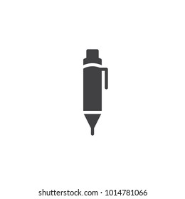 Pen icon vector, filled flat sign, solid pictogram isolated on white. Retractable pen symbol, logo illustration.
