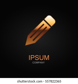 Pen icon. Vector Illustration. Design logo element. Isolated on black background.