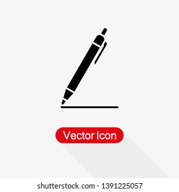 Pen Icon Vector Illustration In Flat Style Eps10