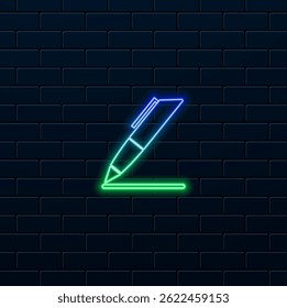 Pen icon, vector illustration. Flat design style. neon style. Pen icon. Write symbols. Vector illustration.