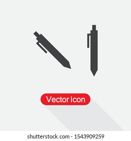 Pen Icon Vector Illustration Isolated On Light Gray Background Eps10