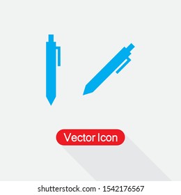 Pen Icon Vector Illustration On Light Gray Background Eps10