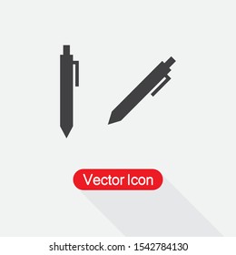 Pen Icon Vector Illustration On Light Gray Background Eps10