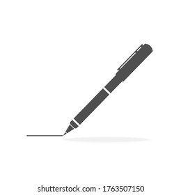 Pen Icon Vector Illustration Sign Symbol Black Silhouette