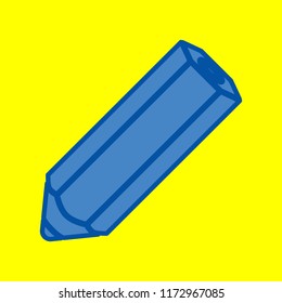 Pen - icon. Vector. Office style blue icon at yellow background.