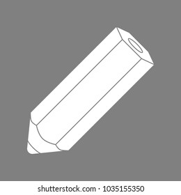 Pen - icon. Vector. White icon on medium gray background. Isolated.