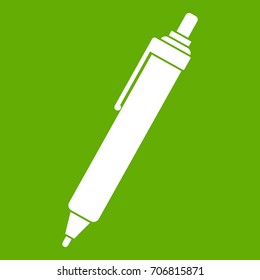 Pen icon white isolated on green background. Vector illustration
