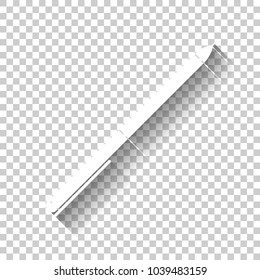 Pen icon. White icon with shadow on transparent background