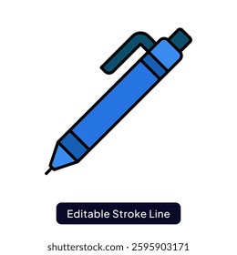 Pen Icon for Writing, Drawing, and Office Stationery. Filled line Icon