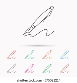 Pen icon. Writing tool sign. Linear icons on white background.