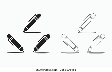 Stiftsymbole, Schwarz-Weiß, Vektorgrafik
