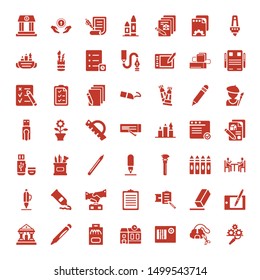 pen icons. Editable 49 pen icons. Included icons such as Creativity, Craft, Music desk, School, Pencil box, Crayon, Bank, Graphic tablet, Rubber, Clipboard. pen trendy icons for web.
