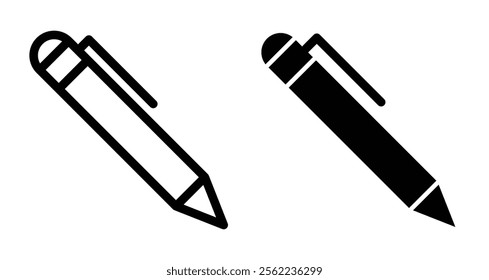 Pen Icons pack in outlined and flat versions