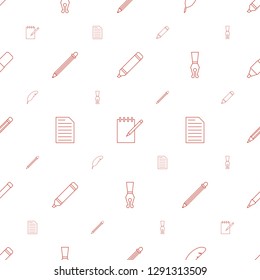 pen icons pattern seamless white background. Included editable line highlighter, notebook, feather, paper, ink pen, pencil icons. pen icons for web and mobile.
