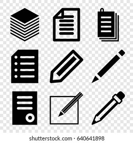 Pen icons set. set of 9 pen filled icons such as pencil, document