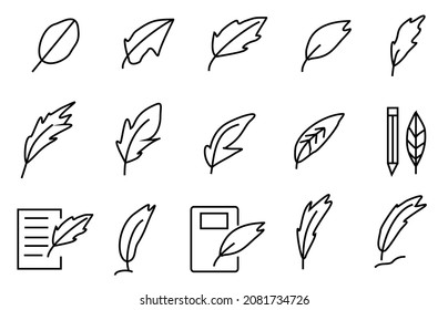 Pen icons set illustration . high quality pen black outline logo for web site design and mobile apps. Vector isolated on white background.