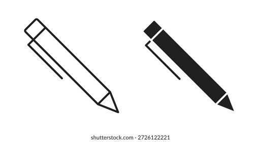 Símbolo de Vector de iconos de pluma con trazo editable y versiones planas