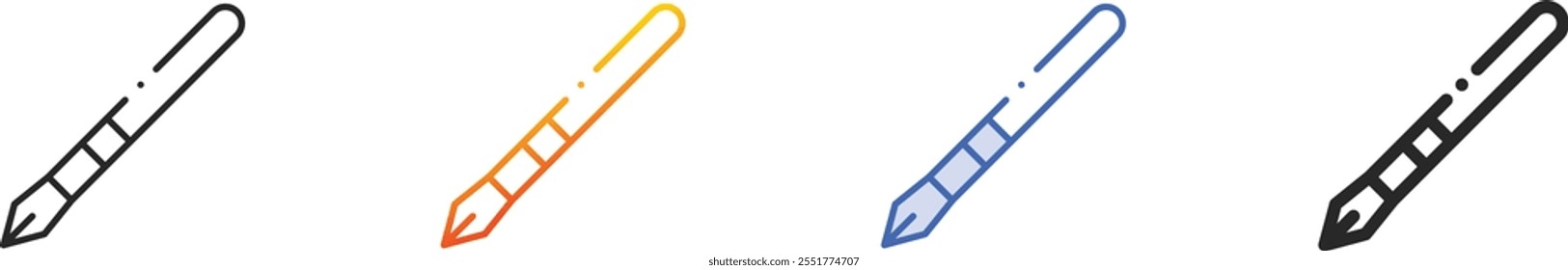 pen icon.Thin Linear, Gradient, Blue Stroke and bold Style Design Isolated On White Background