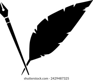 Pen illustration typewriter silhouette pencil logo write icon letter outline business author wing paper sign text creative writer education shape of wing paper for vector graphic background