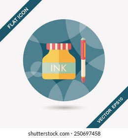 pen and  ink bottle flat icon with long shadow,eps10