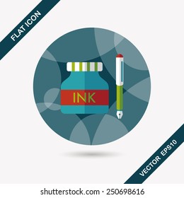 pen and  ink bottle flat icon with long shadow,eps10