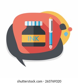 pen and ink bottle flat icon with long shadow,eps10