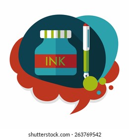 pen and  ink bottle flat icon with long shadow,eps10