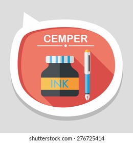 pen and ink bottle flat icon with long shadow,eps10