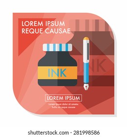 pen and ink bottle flat icon with long shadow,eps10