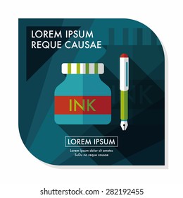pen and  ink bottle flat icon with long shadow,eps10