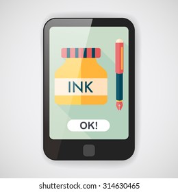 pen and  ink bottle flat icon with long shadow,eps10