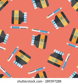 pen and ink bottle flat icon,eps10 seamless pattern background