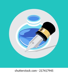 pen and ink bottle vector flat design icon