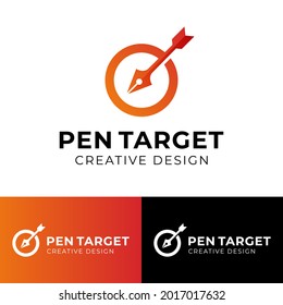 pen ink with circle arrow target for creative agency design, marketing design logo