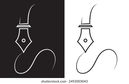 pen ink icon vector .isolated on white and black background vector illustration. EPS 10