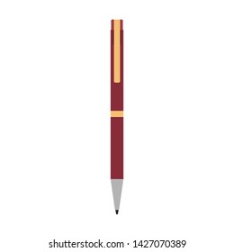 Pen ink vector isolated writing tool office business. Education stationery ballpoint paper symbol. Flat hand equipment study