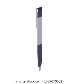 Pen ink vector isolated writing tool office business. Education stationery ballpoint paper symbol. Flat hand equipment study