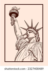 Pen and ink vintage statue of liberty.