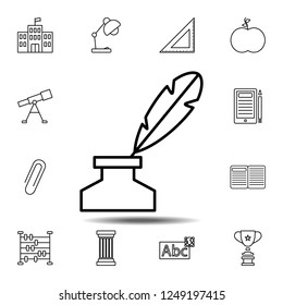 Pen in the inkwell icon. Simple outline vector element of education set icons for UI and UX, website or mobile application