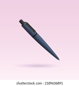 pen isolated 3d icon. blue pen 3d vector illustration.