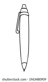 A pen. Isolated element on a white background. 
Stationery in doodle style. School vector illustration. Coloring. Sticker. Eps10.