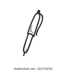 Stift einzeln Symbol. Handgezeichnete Doodle-Skizze. Zeichnen Linie einfache stationäre Stift. Einzige Vektorgrafik.
