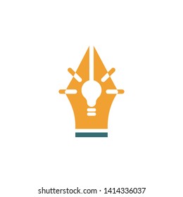 pen lamp light creative logo vector illustration design concept idea template