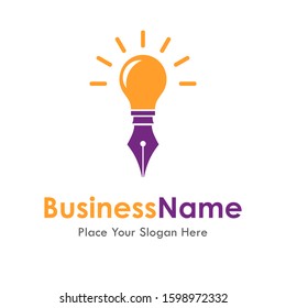 pen lamp vector logo template. suitable for education, business, product 