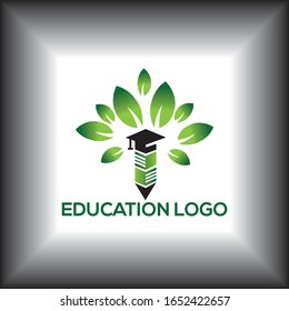 Pen and leaf education logo of vector